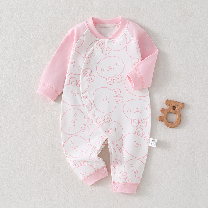 Baby jumpsuit made of pure cotton for spring and autumn, baby clothes for newborns, Class A clothes, crawling clothes, Anyang baby children's clothing