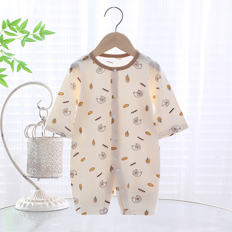 Baby jumpsuit summer thin A-level ice Doraemon Yukos Tencel newborn baby crawling suit closed Ha