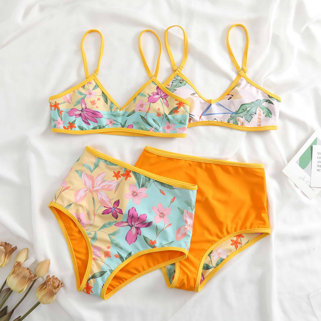 Retro high-waisted double-sided bikini swimsuit