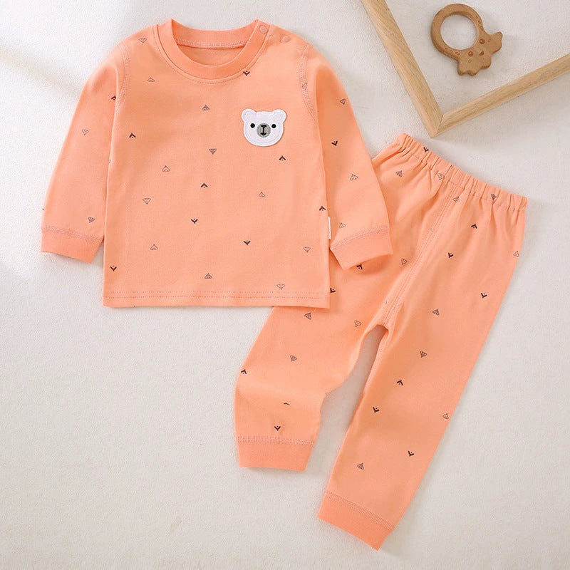 Spring and Autumn New Baby Underwear, Newborn Clothes, Pure Cotton Autumn Clothes, Autumn Pants, Head and Shoulder Buckles, Children's Set