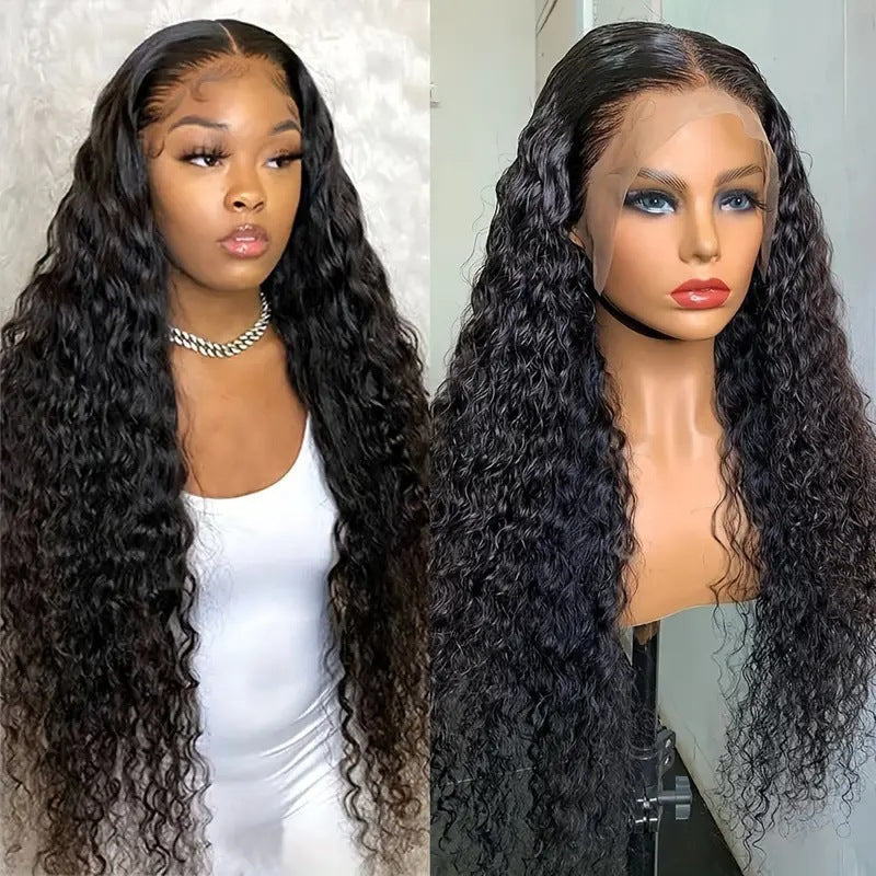Cross border European and American fashion front lace lace 13 * 4 wig African hot selling small rolled tube long rolled hair full head cover