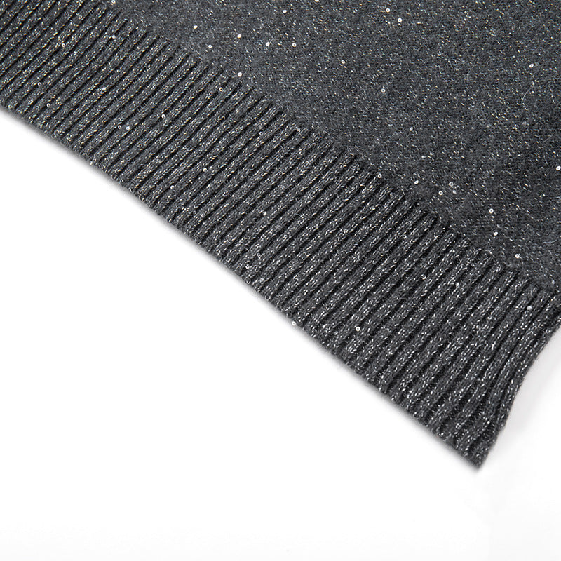 Elegant black turtleneck sweater with long sleeves, 100% cashmere wool