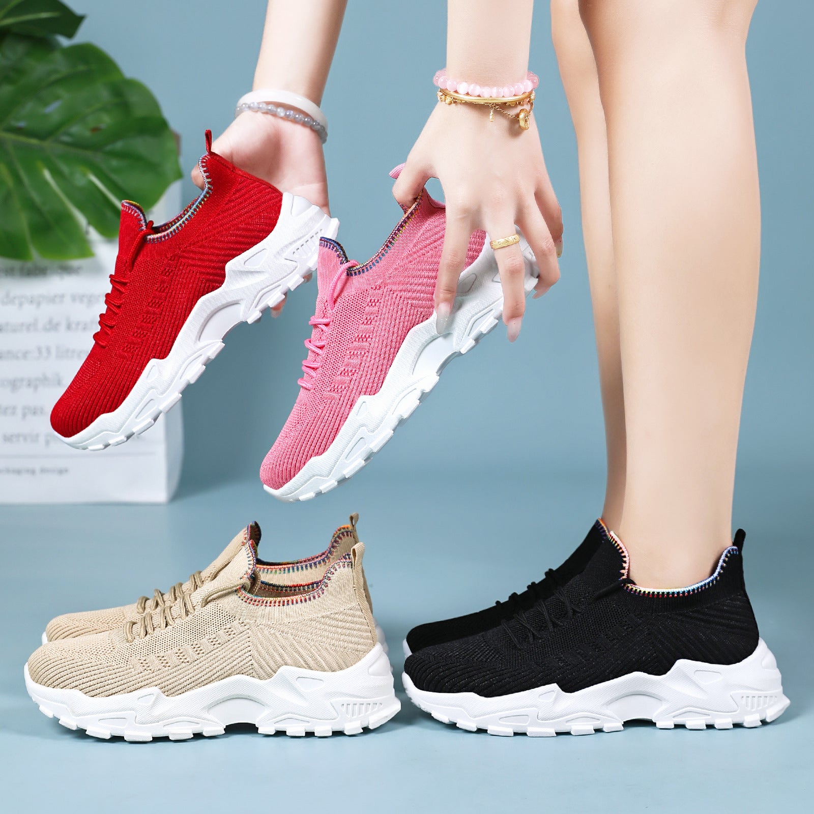 Women's shoes autumn new casual versatile breathable mesh shoes thick sole height increasing shoes classic versatile women's shoes comfortable single shoe