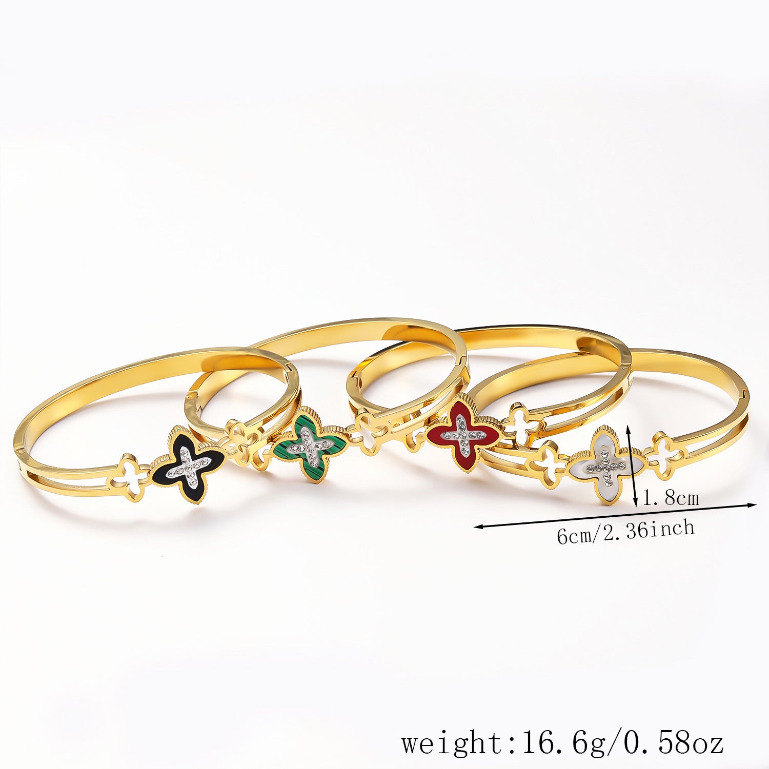 Titanium steel four leaf flower bracelet cross-border hot selling women's diamond inlaid colorful bracelet plated 18K gold fashionable stainless steel bracelet