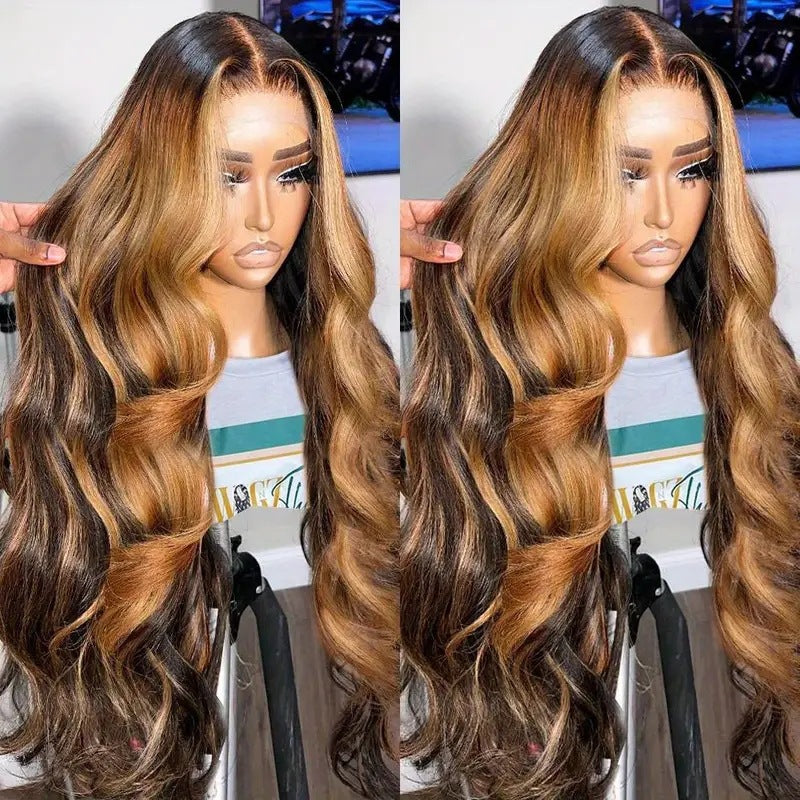 Cross border European and American Fashion Piano Color Wig Headset African Hot Selling Lace Big Wave Curling Hair Factory in Stock