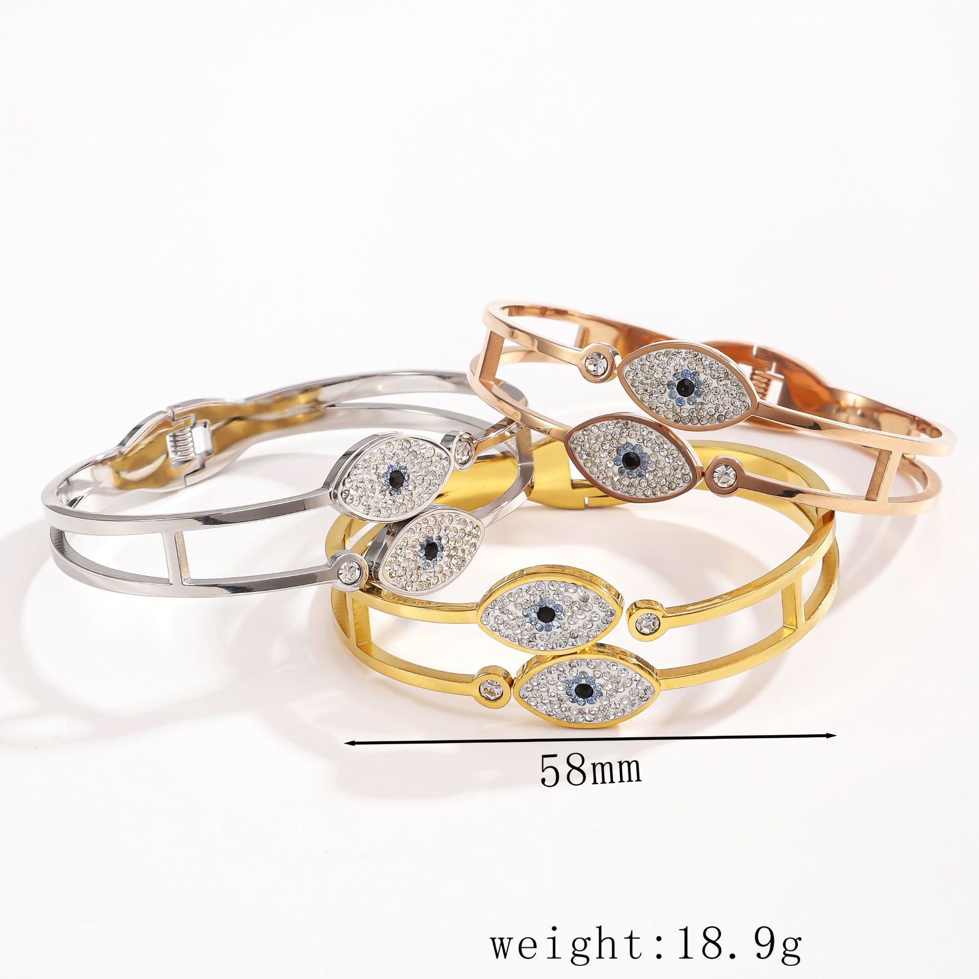 Cross border stainless steel spring bracelet, popular in Europe and America, Devil's Eye bracelet, personalized and high-end, open titanium steel bracelet