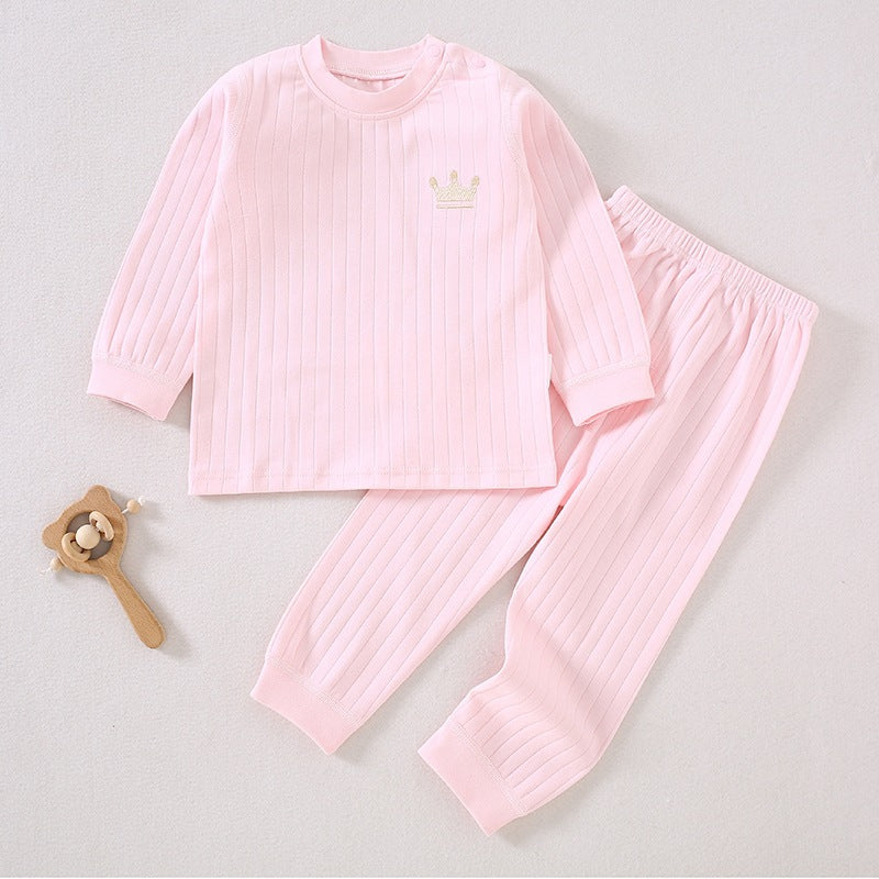 Baby clothes, children's autumn clothes, autumn pants, pure cotton A-class spring and autumn new style, 1-year-old baby pajamas, shoulder button underwear set