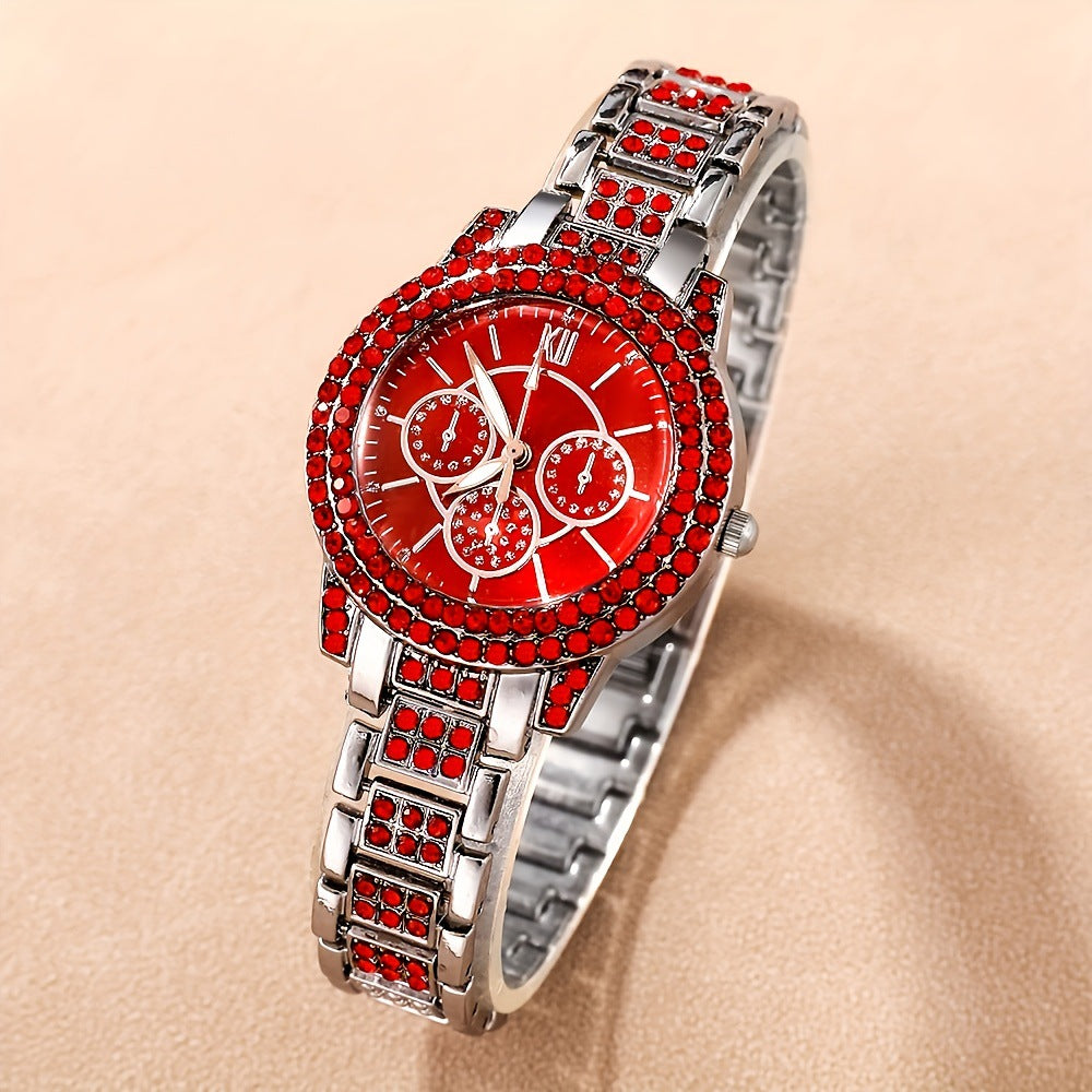 Manufacturer direct sales of new luxury full diamond bracelet watch set for women, exquisite five piece quartz watch set