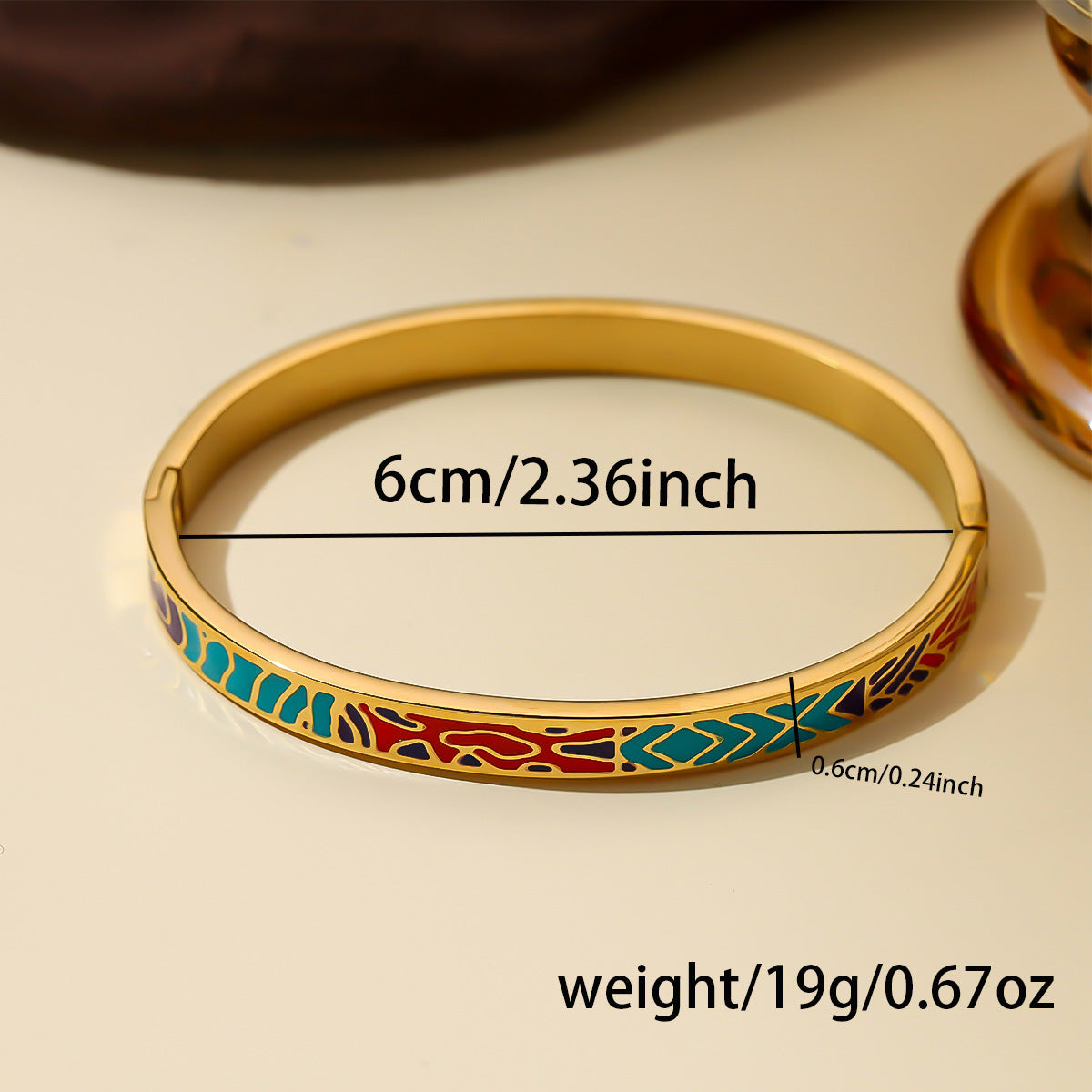 Hot selling stainless steel bracelets, painted enamel plated 18K gold, fashionable women's stainless steel bracelets, personalized bracelets wholesale