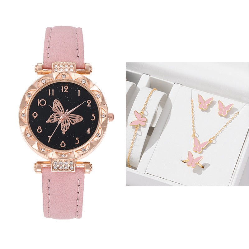 Cross border New Popular Women's Bracelet Watch Fashion Simple Butterfly Five piece Watch Set