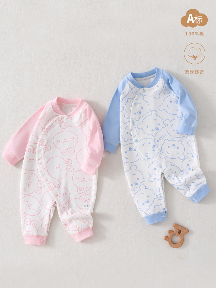 Baby jumpsuit made of pure cotton for spring and autumn, baby clothes for newborns, Class A clothes, crawling clothes, Anyang baby children's clothing