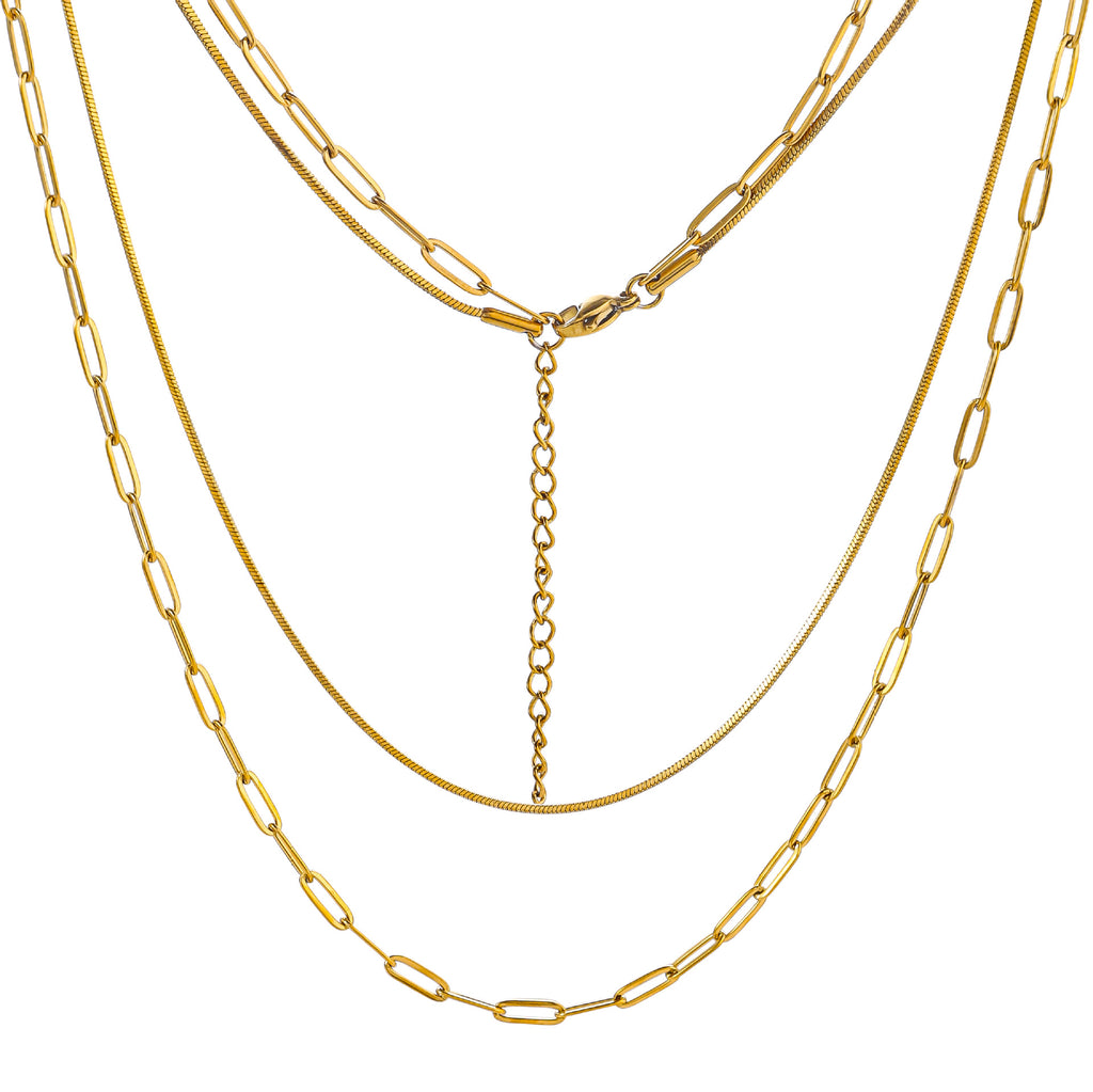 Cross border stainless steel double layered necklace with square snake chain, long cross chain, 18K vacuum plated collarbone, titanium steel necklace from Europe and America