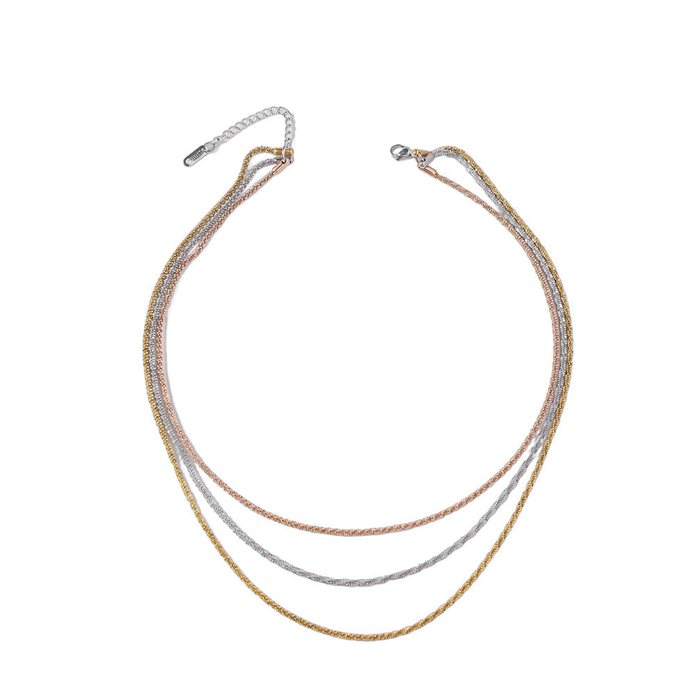 Cross border stainless steel multi-layer layered necklace for women, versatile and non fading high-end accessories wholesale ins style collarbone chain