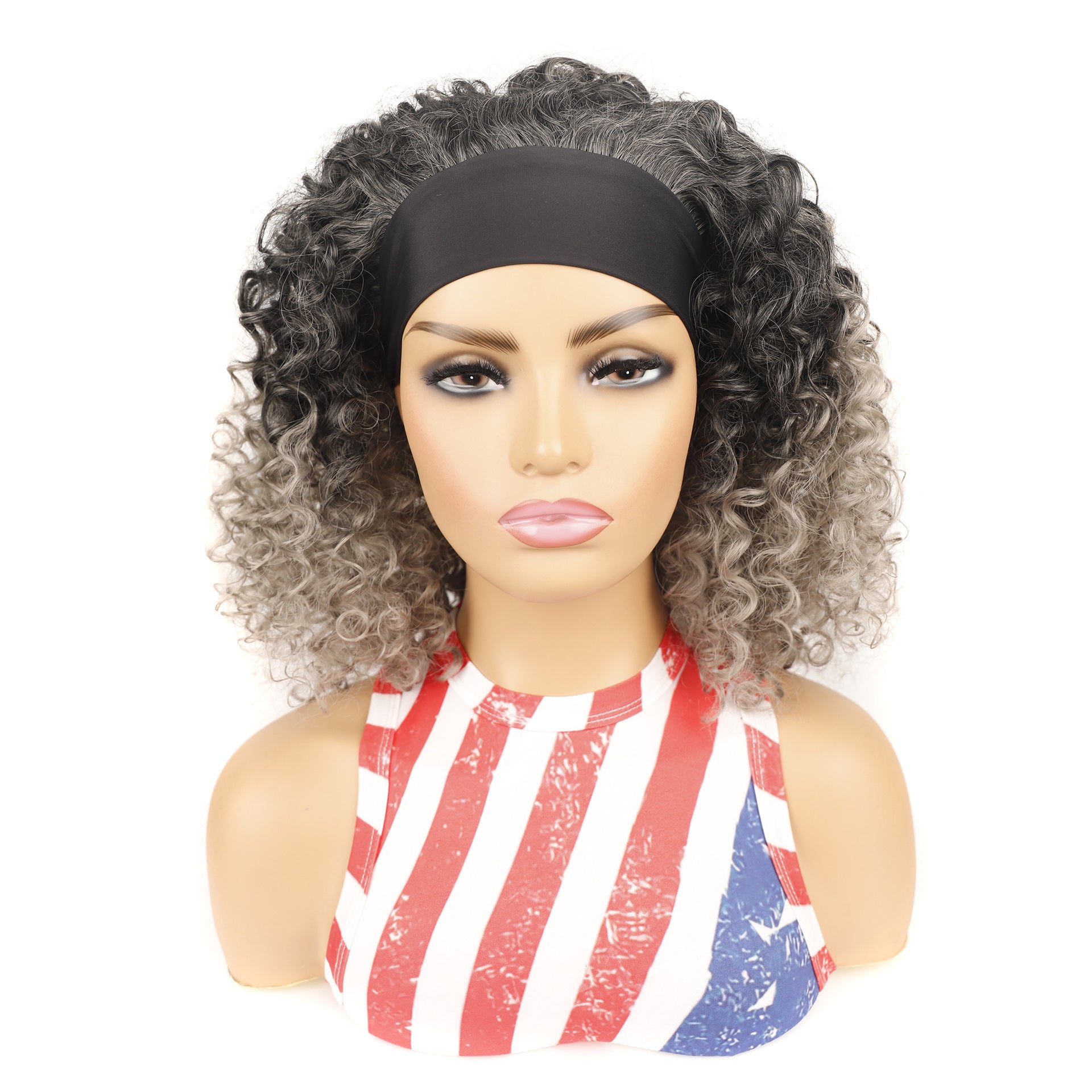 Ice silk hairbands, wigs, headgear, African women's short curly hair, deep wave wigs, factory direct sales, wholesale