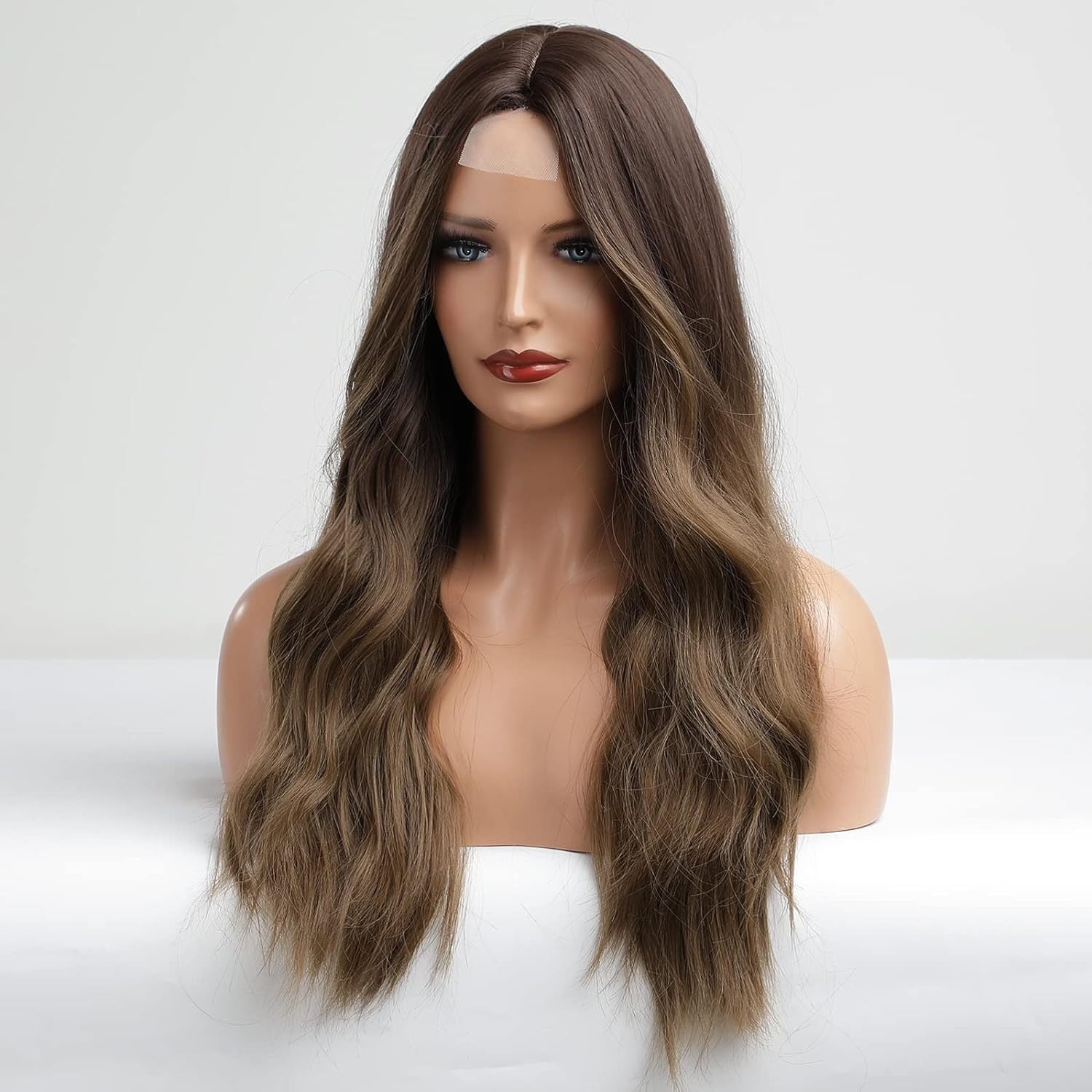 Amazon's new wig for women in Europe and America, front lace synthetic headband, small lace, medium split, long curly hair wigs