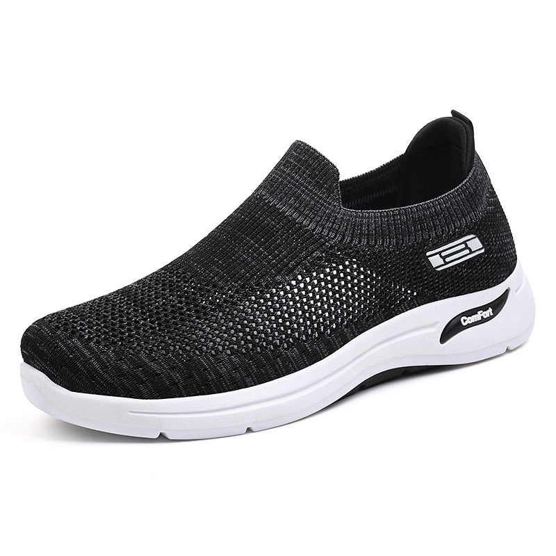 Men's Autumn New Wholesale Casual Shoes Breathable Mesh Shoes Fly Weaving Old Beijing Cloth Shoes Step on Dad's Shoes