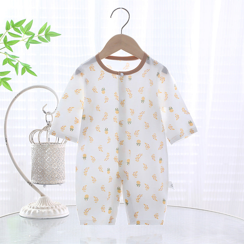 Baby jumpsuit summer thin A-level ice Doraemon Yukos Tencel newborn baby crawling suit closed Ha