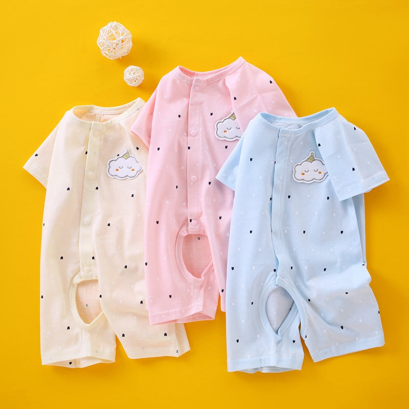 Baby jumpsuit made of pure cotton boneless A-class summer thin short sleeved newborn clothes, baby clothes, pajamas, climbing clothes