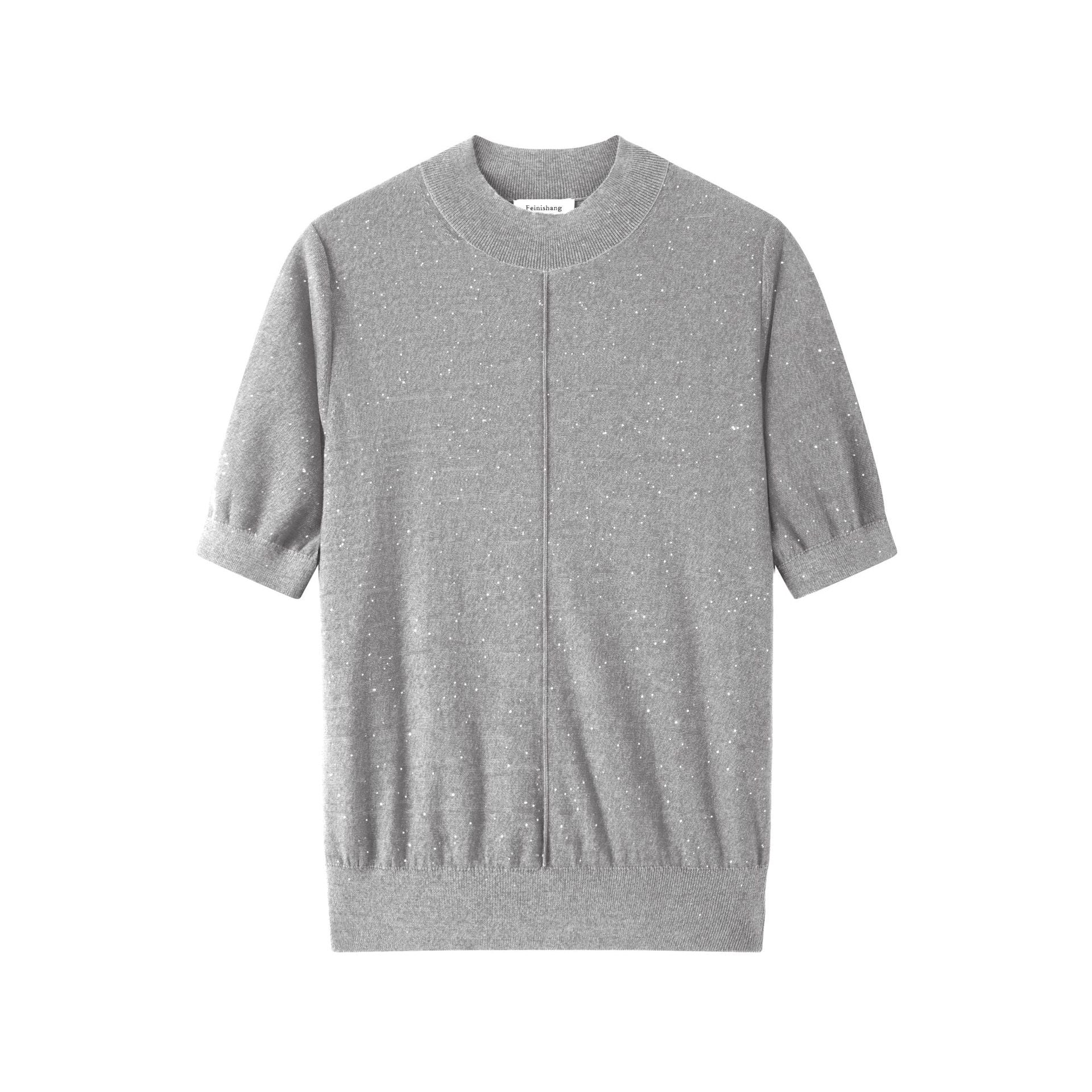 Stylish sweater with a round neck and short sleeves in high-quality knit fabric