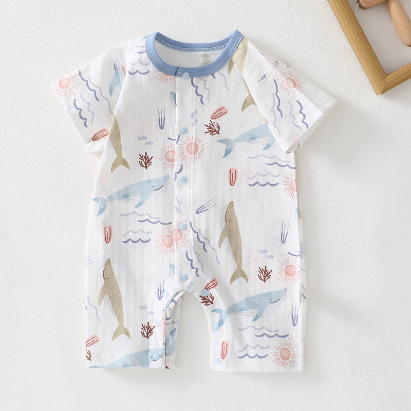 Baby jumpsuit Class A pure cotton summer thin style newborn baby clothes Ha Yi crawling clothes Anyang baby children's clothing
