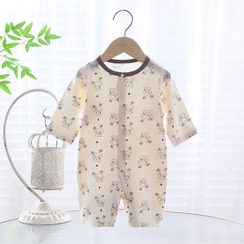 Baby jumpsuit summer thin A-level ice Doraemon Yukos Tencel newborn baby crawling suit closed Ha