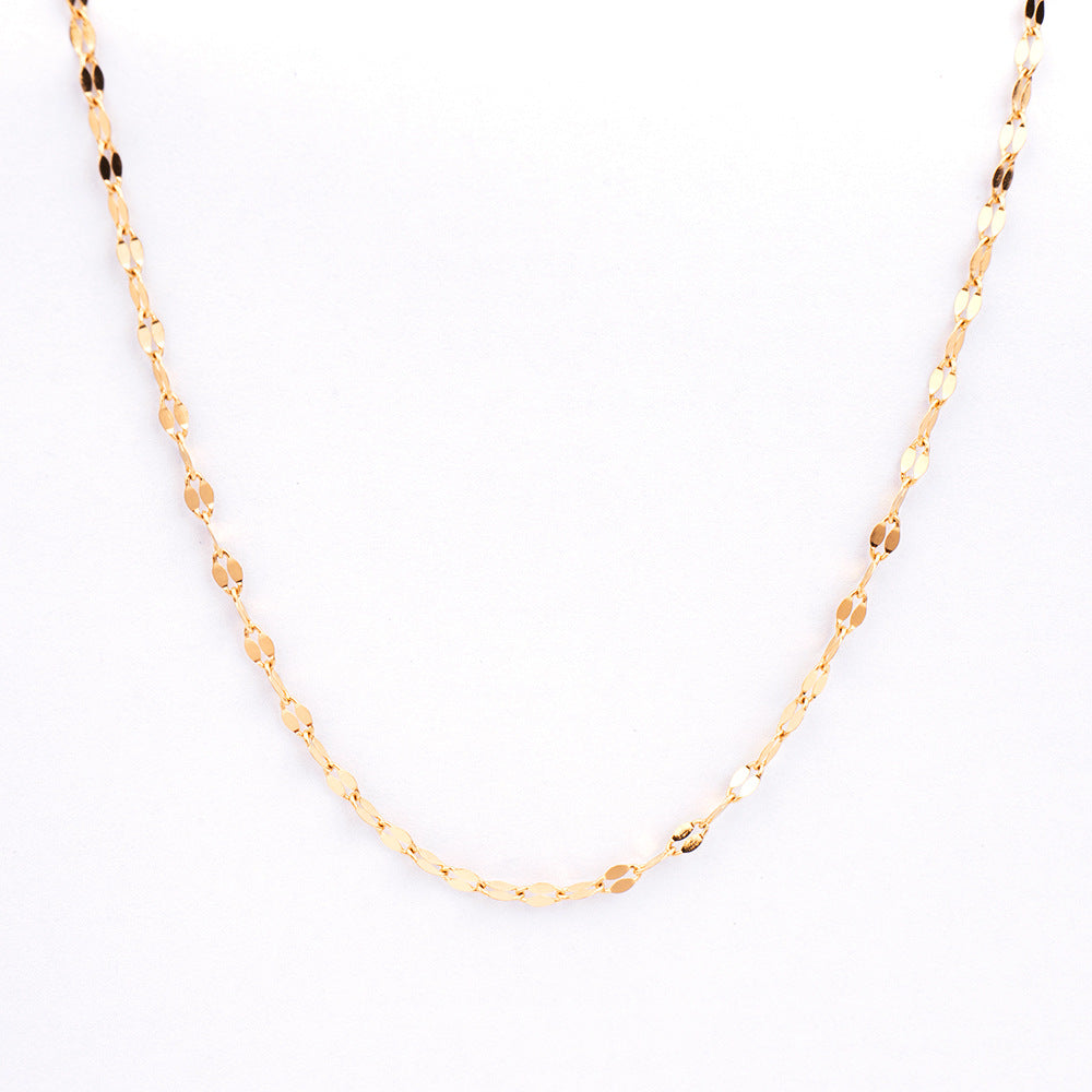 Stainless steel lip chain, snowflake chain, collarbone chain, floral chain, and long tail chain, women's titanium steel lip necklace