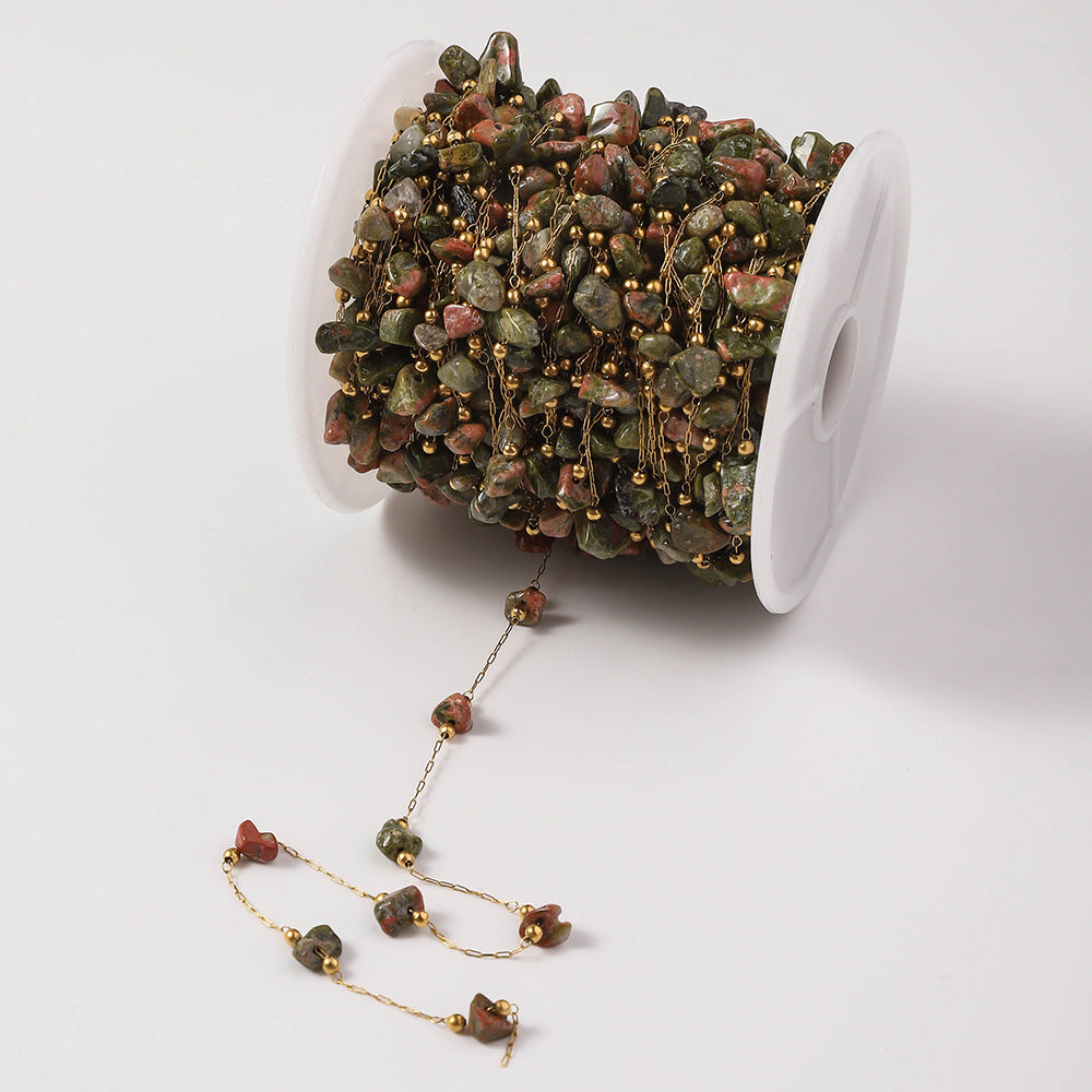 Handmade natural stone chain, DIY jewelry, chain bracelet, women's stainless steel chain, natural stone necklace, wholesale in meters