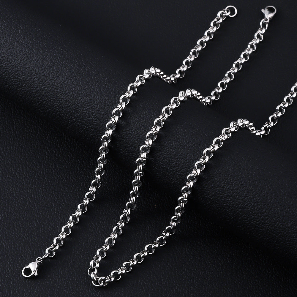 Stainless steel round pearl chain necklace men's jewelry DIY matching chain plain chain O-chain women's titanium steel bracelet