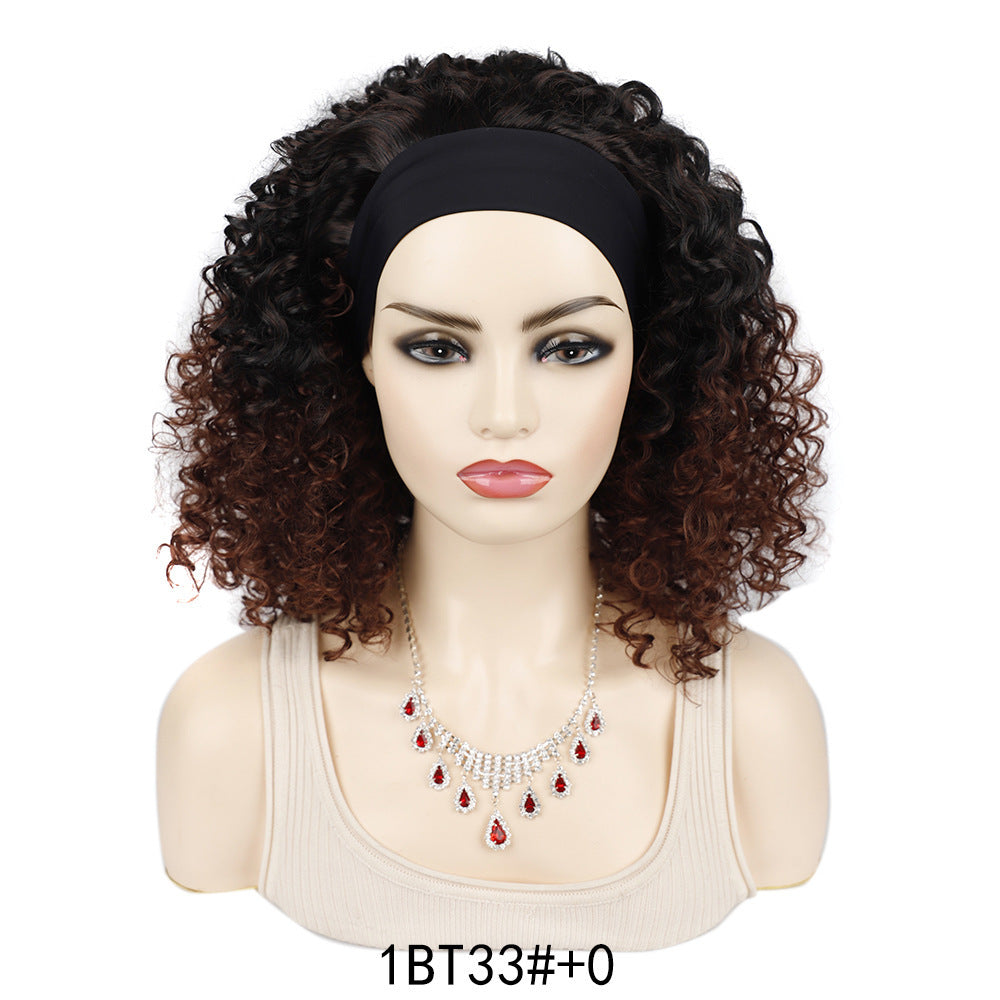 Ice silk hairbands, wigs, headgear, African women's short curly hair, deep wave wigs, factory direct sales, wholesale