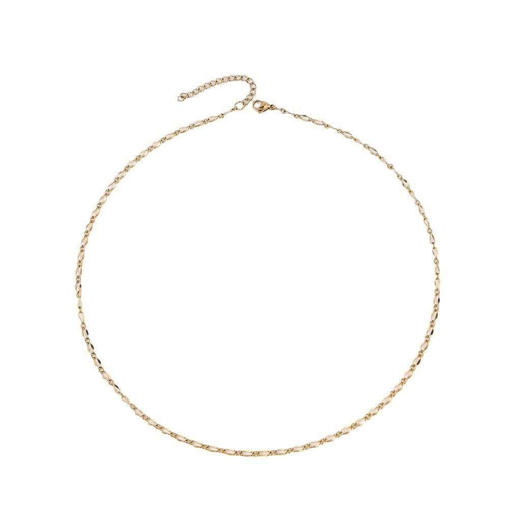Stainless steel lip chain necklace, women's fashionable collarbone chain DIY accessory with chain plating 18k gold titanium steel necklace
