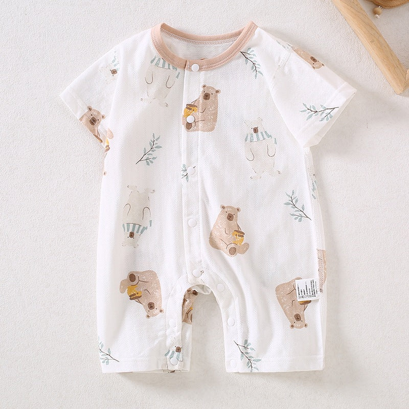 Baby jumpsuit Class A pure cotton summer thin style newborn baby clothes Ha Yi crawling clothes Anyang baby children's clothing