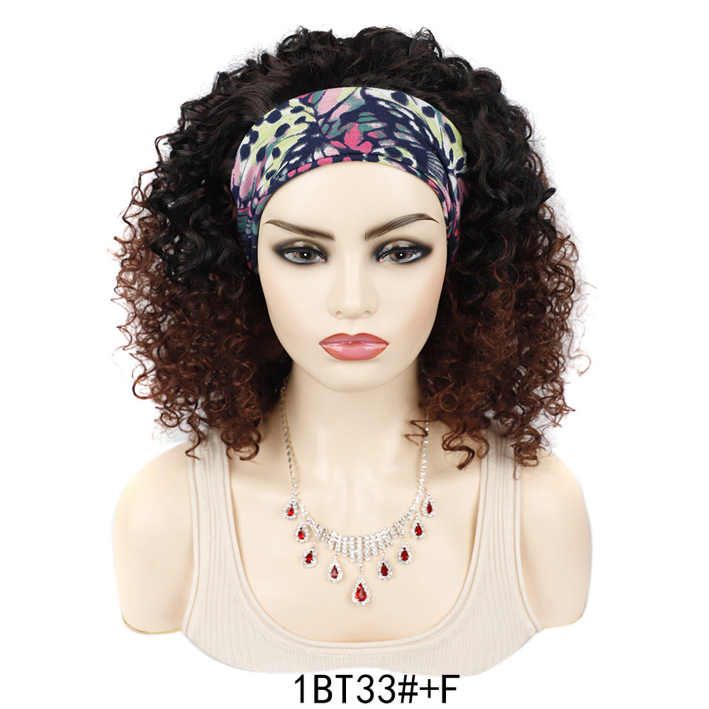 Ice silk hairbands, wigs, headgear, African women's short curly hair, deep wave wigs, factory direct sales, wholesale
