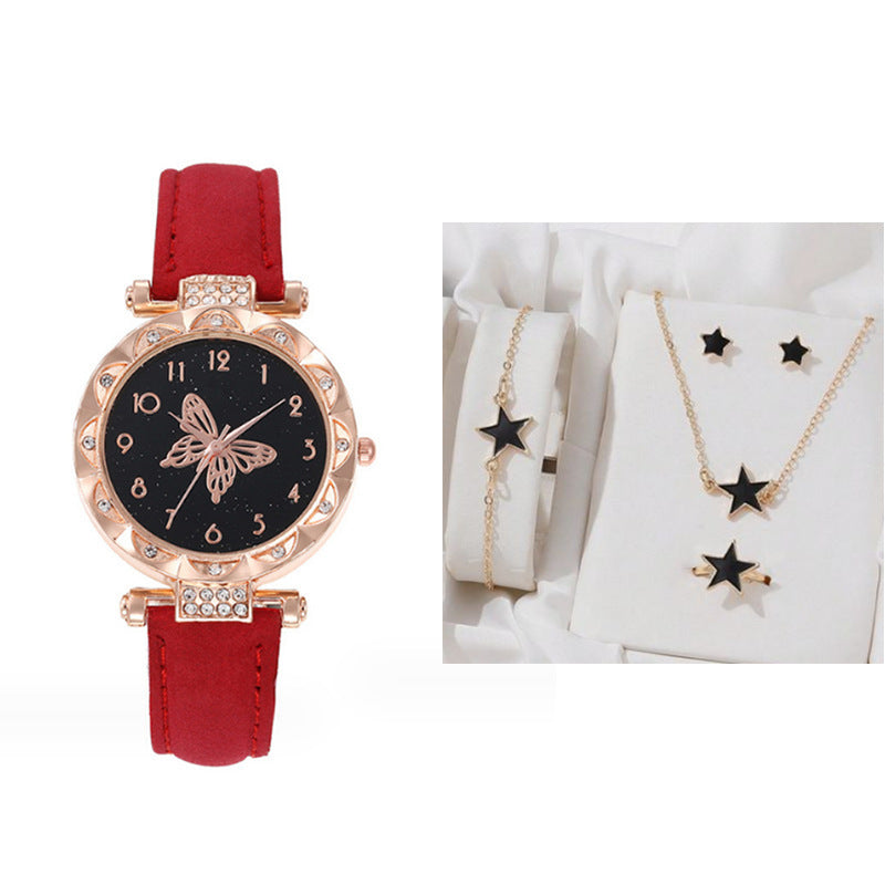 Cross border New Popular Women's Bracelet Watch Fashion Simple Butterfly Five piece Watch Set