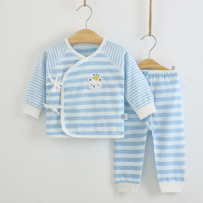 Newborn clothes 0-3 months pure cotton spring and autumn style boneless baby monk clothes pajamas baby underwear lace up set 6