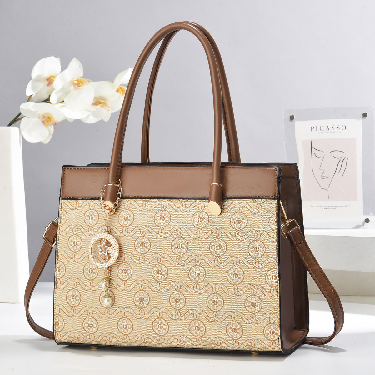 2025 New Middle aged Women's Bag Fashion Large Capacity Temperament Single Shoulder Diagonal Cross Mom Bag One Piece Hair Replacement