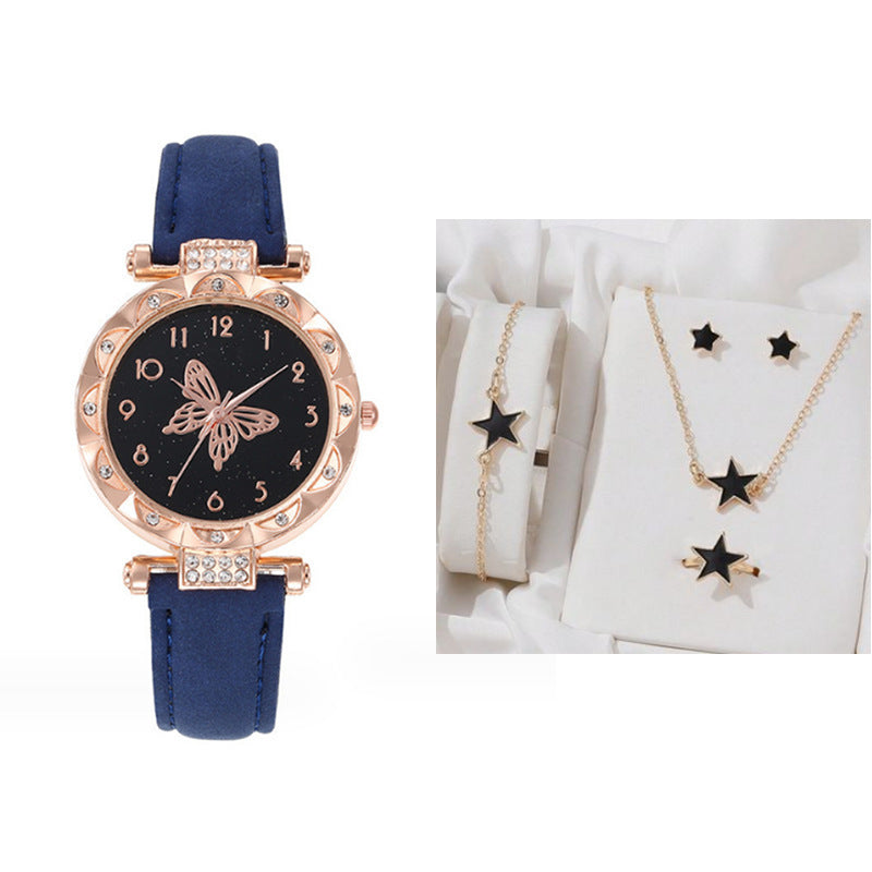 Cross border New Popular Women's Bracelet Watch Fashion Simple Butterfly Five piece Watch Set
