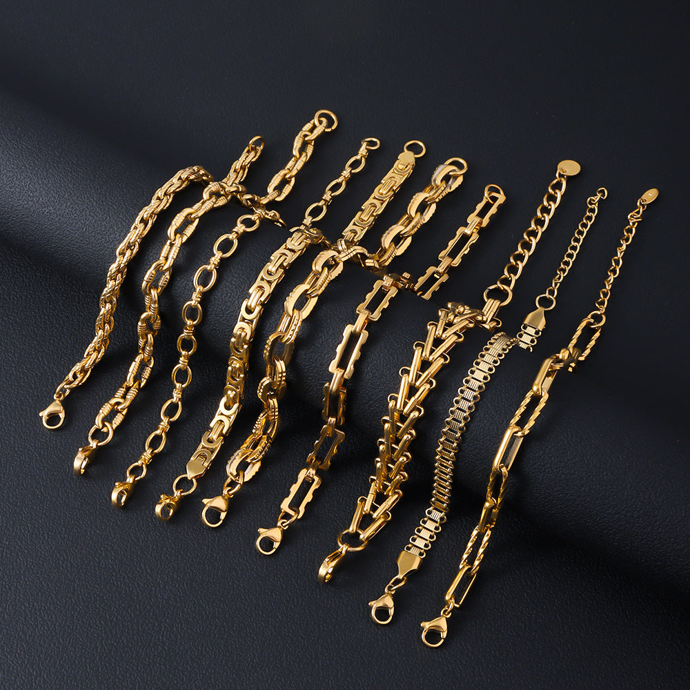 Stainless steel bracelet for women's cross-border fashion in Europe and America, plated with 18K gold, non fading and washable men's titanium steel bracelet