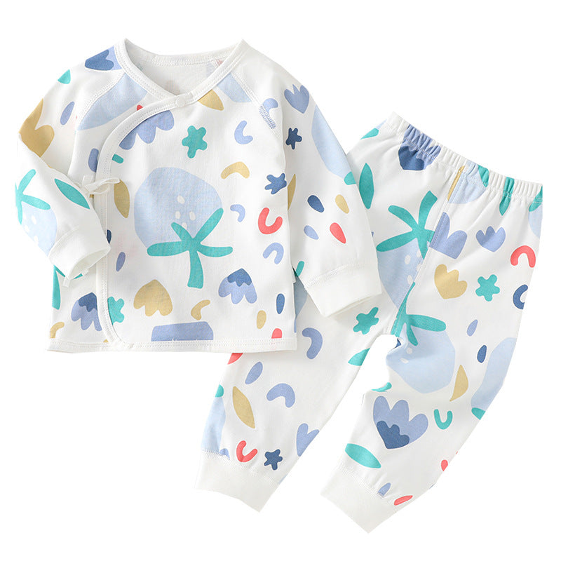 Baby underwear pure cotton spring and autumn newborn clothes baby autumn clothes autumn pants A-class monk clothes lace up underwear set