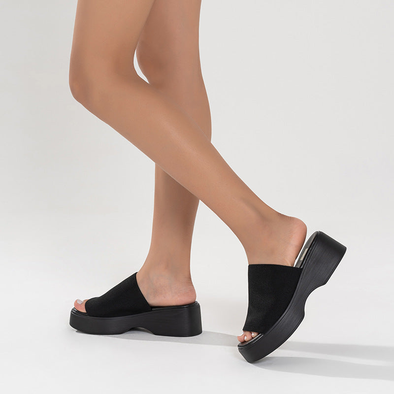 Comfortable Flying Girl slippers with thick soles and medium heels
