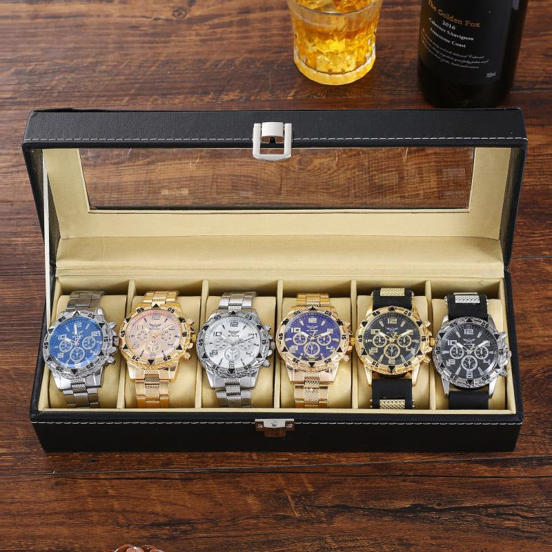 Six piece boxed watch men's steel strip fashion party party fashion watch men's gift men's gift