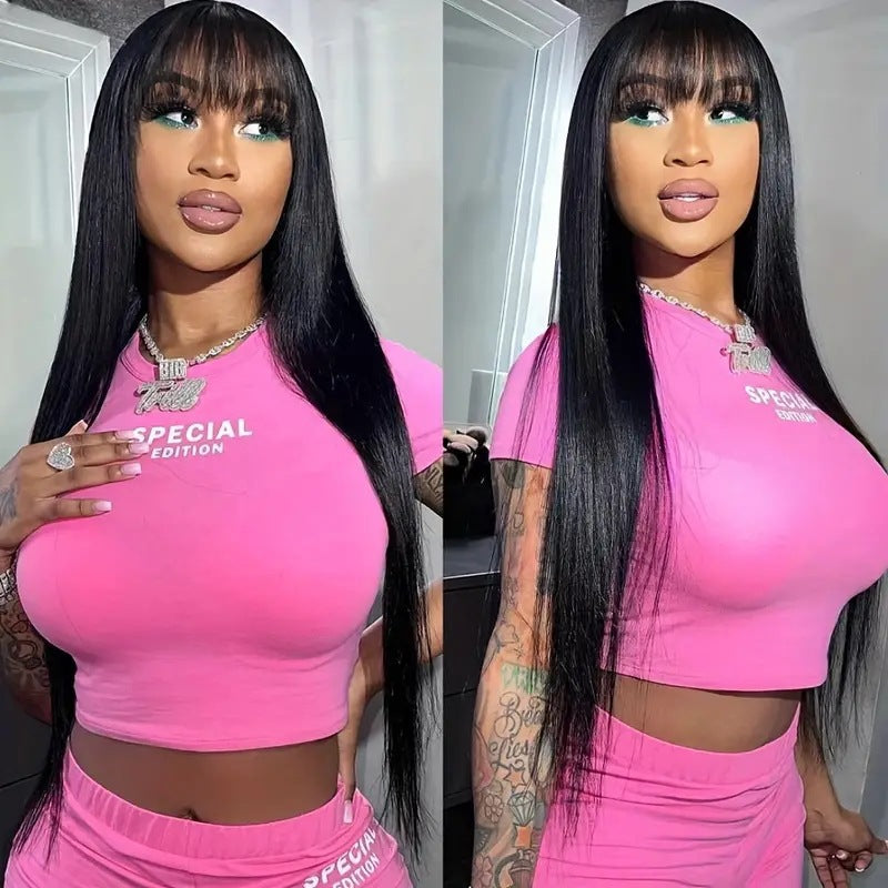 Amazon cross-border foreign trade, European and American fashion, bangs, straight hair, hot selling straight hair in Africa, wigs in stock, straight hair