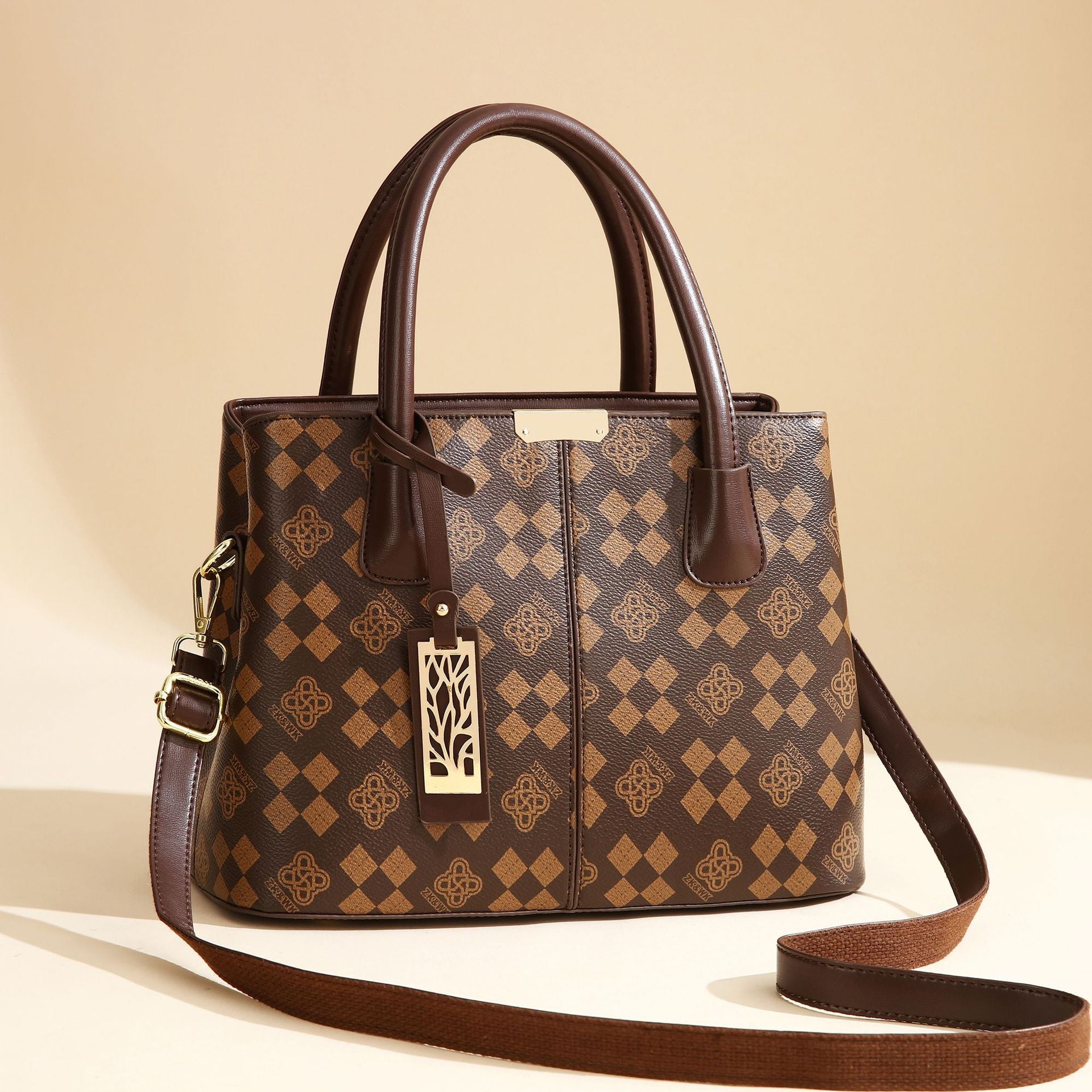 Light luxury contrasting color bag for women 2024 hot item, simple and large capacity trendy and fashionable printed handbag for mothers, foreign trade bag