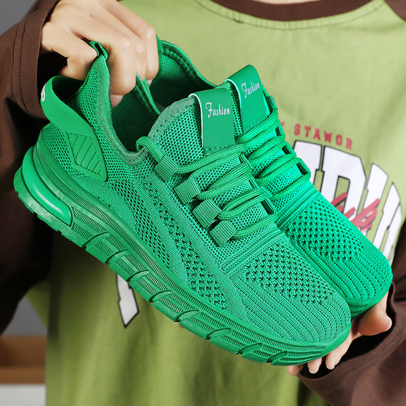 Shoes for women in autumn, fashionable and versatile, wholesale of running women's shoes, air cushion shoes, shallow mouth fly woven sports single shoes