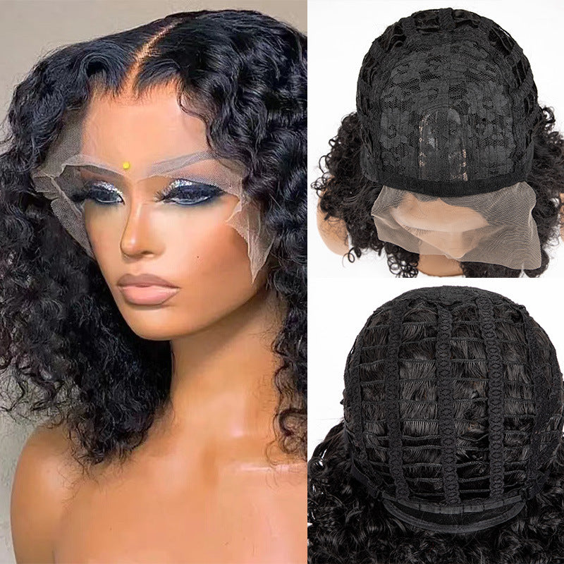 New European and American lace wig cross-border short roll lace African explosive head synthetic wig headband