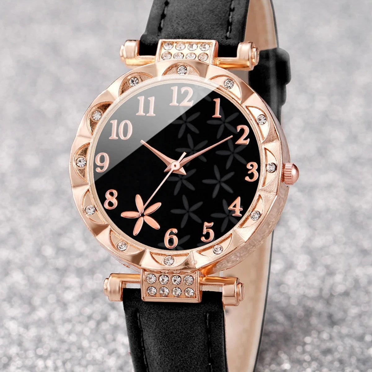 Minimalist quartz watch starfish belt+rose necklace, niche high-end temperament two-piece set