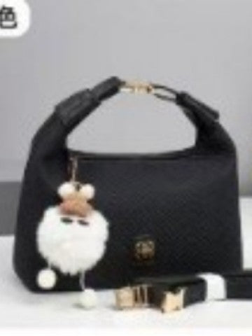 Foreign Trade Women's Bag 2025 Explosive Canvas Texture Single Shoulder Trendy Fashion Diagonal Pillow Bag Cartoon Accessories Small Square Bag