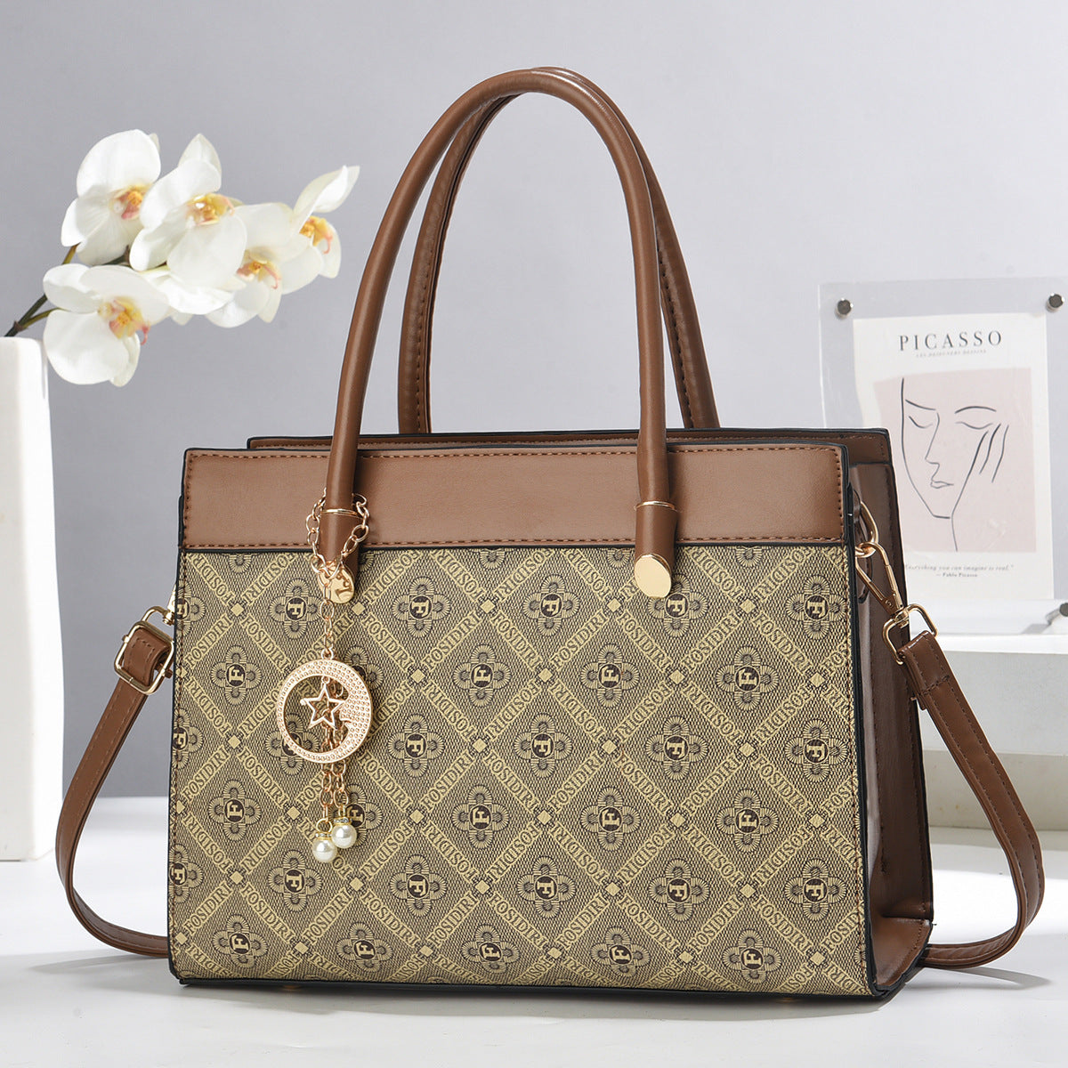 2025 New Middle aged Women's Bag Fashion Large Capacity Temperament Single Shoulder Diagonal Cross Mom Bag One Piece Hair Replacement