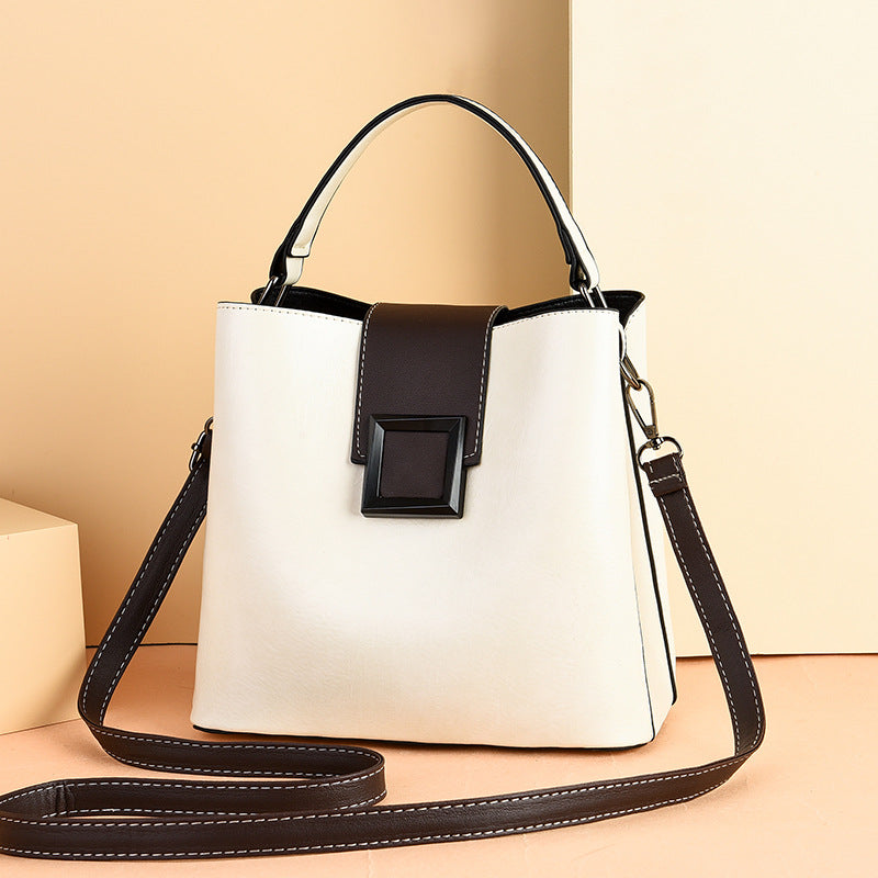 New 2025 Fashion Simple European and American Style Women's Single Shoulder Cross Shoulder Handbag Fashion Bucket Bag One Piece Hair Collection