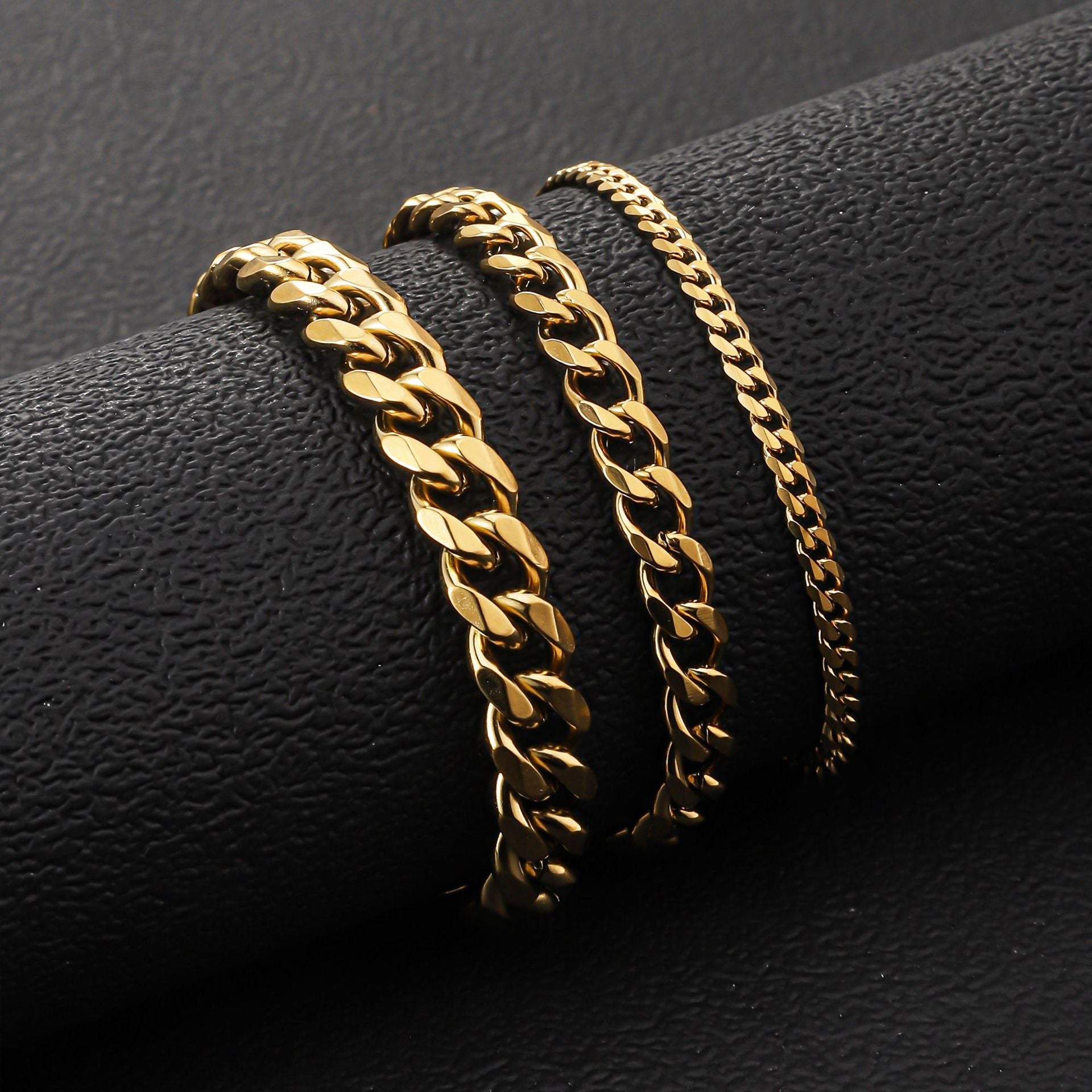 Titanium steel single wire six sided ground necklace, cross-border hot selling, plated with 18K gold Cuban chain, European and American men's stainless steel necklace