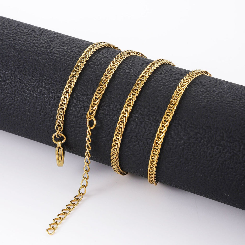 Stainless steel Chopin chain necklace women's fashion chain DIY chain vacuum plated 18K gold lock bone chain cross-border titanium steel necklace